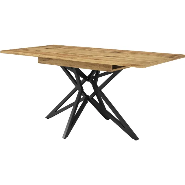 SONNENH Uitschuifbare eettafel met stervormige metalen poten - MDF - 120 tot 160 cm - Walnootlook Walnootlook / Zwart