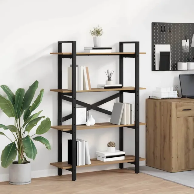 vidaXL Boekenkast 4-laags 100 x 33,5 x 140 cm Bewerkt hout bruin, foto 2