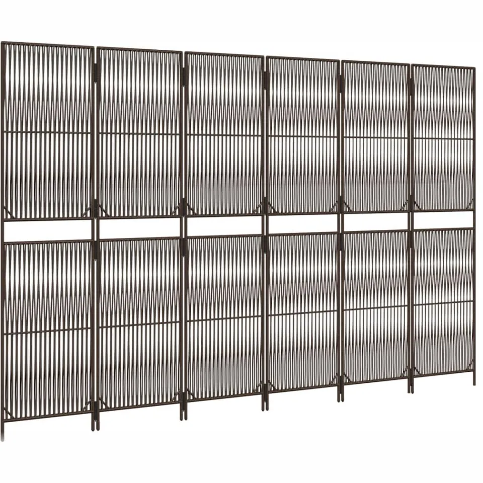 vidaXL Kamerscherm 6 panelen poly rattan bruin, foto 5