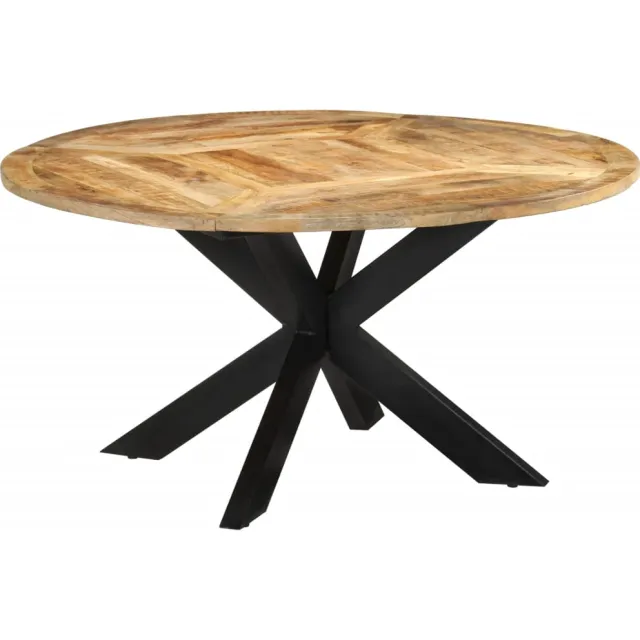 vidaXL Eettafel Ø150x76 cm massief ruw mangohout Bruin