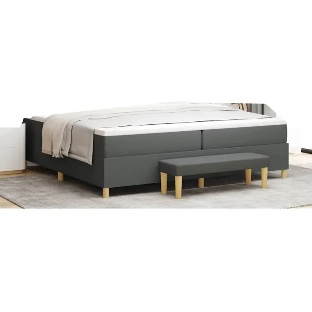 vidaXL Boxspring bed met hoofdeinde Donkergrijs 200 x 200 cm Stof