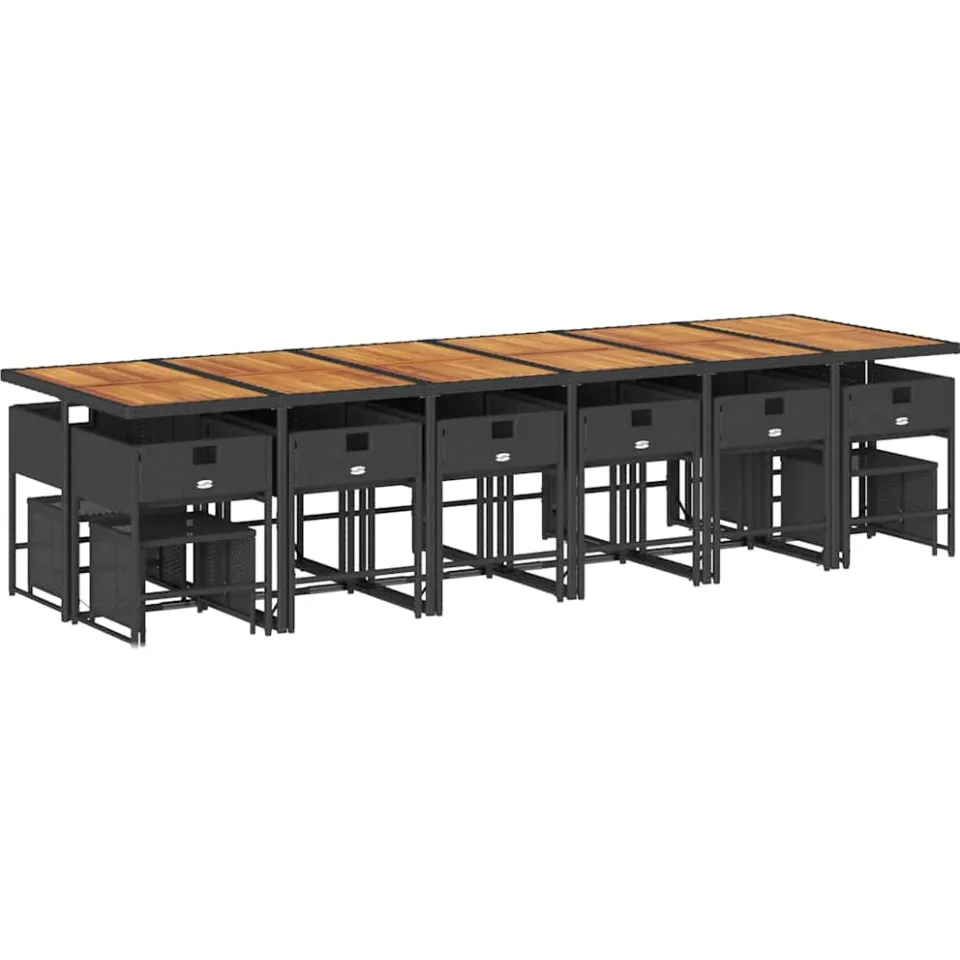 vidaXL 17-delige Tuinset met kussens poly rattan zwart, foto 4