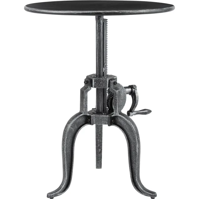CLP Marcos Bijzettafel - bank - woonkamer - Metalen poten - rond tafelblad - Industriële stijl - 50 cm - antiek zilver