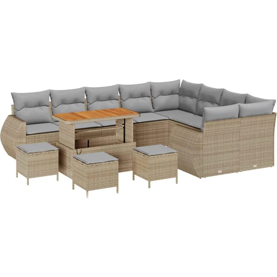 vidaXL Tuinbankenset 13 st Beige poly rattan