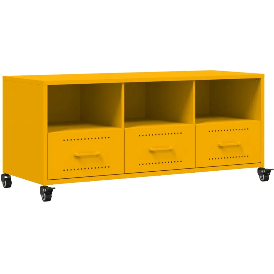 vidaXL Tv-meubel 100,5x39x43,5 cm staal mosterdgeel