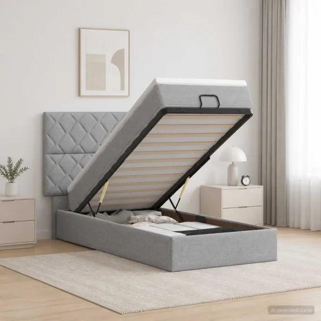 vidaXL Ottoman bed met matras Lichtgrijs 100 x 200 cm Stof