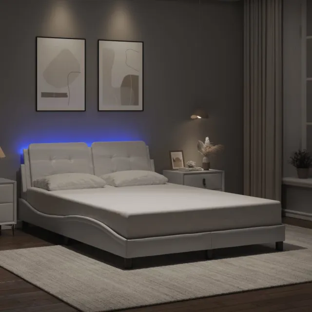 vidaXL Bedframe met LED zonder matras "Zadar" wit 140x200 cm