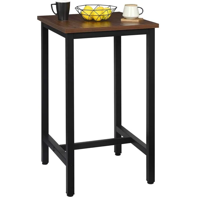 Happyment Bartafel Nevlo - Donkerbruin - Voor binnen - Vierkant - Keuken - Hout - Metaal - 60x60x100cm