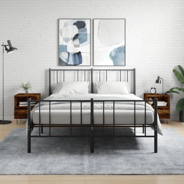 vidaXL Nachtkastjes 2 st 40x35x50 cm bewerkt hout gerookt eikenkleurig, foto 2