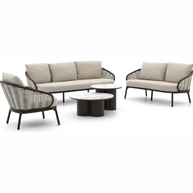 Apple Bee Pine Key/Tonga stoel-bank loungeset 5-delig 6-zits Taupe