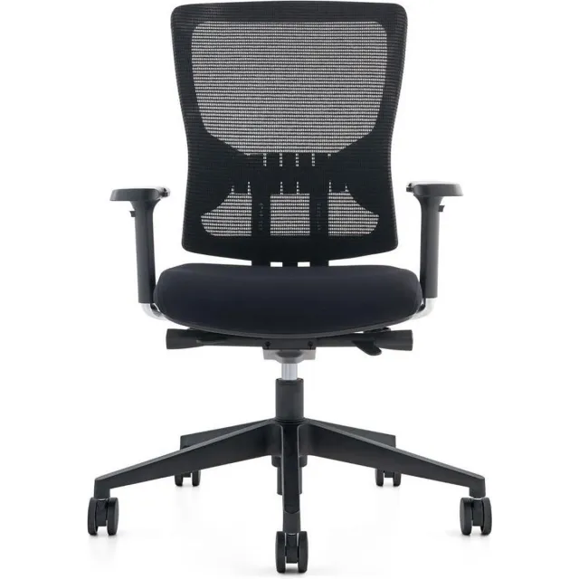 IVOL ProjectPlus ergonomische bureaustoel Zitting stof zwart. Rug materiaal Mesh zwart. Onderstel kunststof zwart
