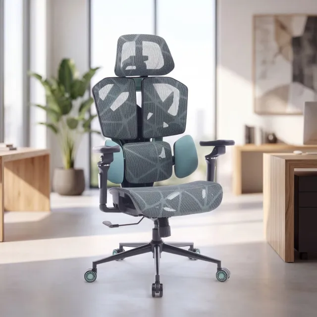 Bemada TitanMesh Pro Ergonomische Bureaustoel - Grijs - Draaifunctie, Ademende Mesh Rugleuning, 5D Verstelbare Armleuningen, Zijkussens, Stille PU Wielen - 119 x 72 x 73 cm - Max 110 kg [BMD1123GY] Meerkleurig