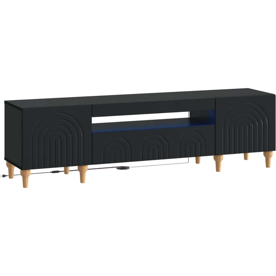 vidaXL LED tv-meubel ALKMAAR 153 x 35 x 43 cm Zwart Bewerkt hout, foto 3