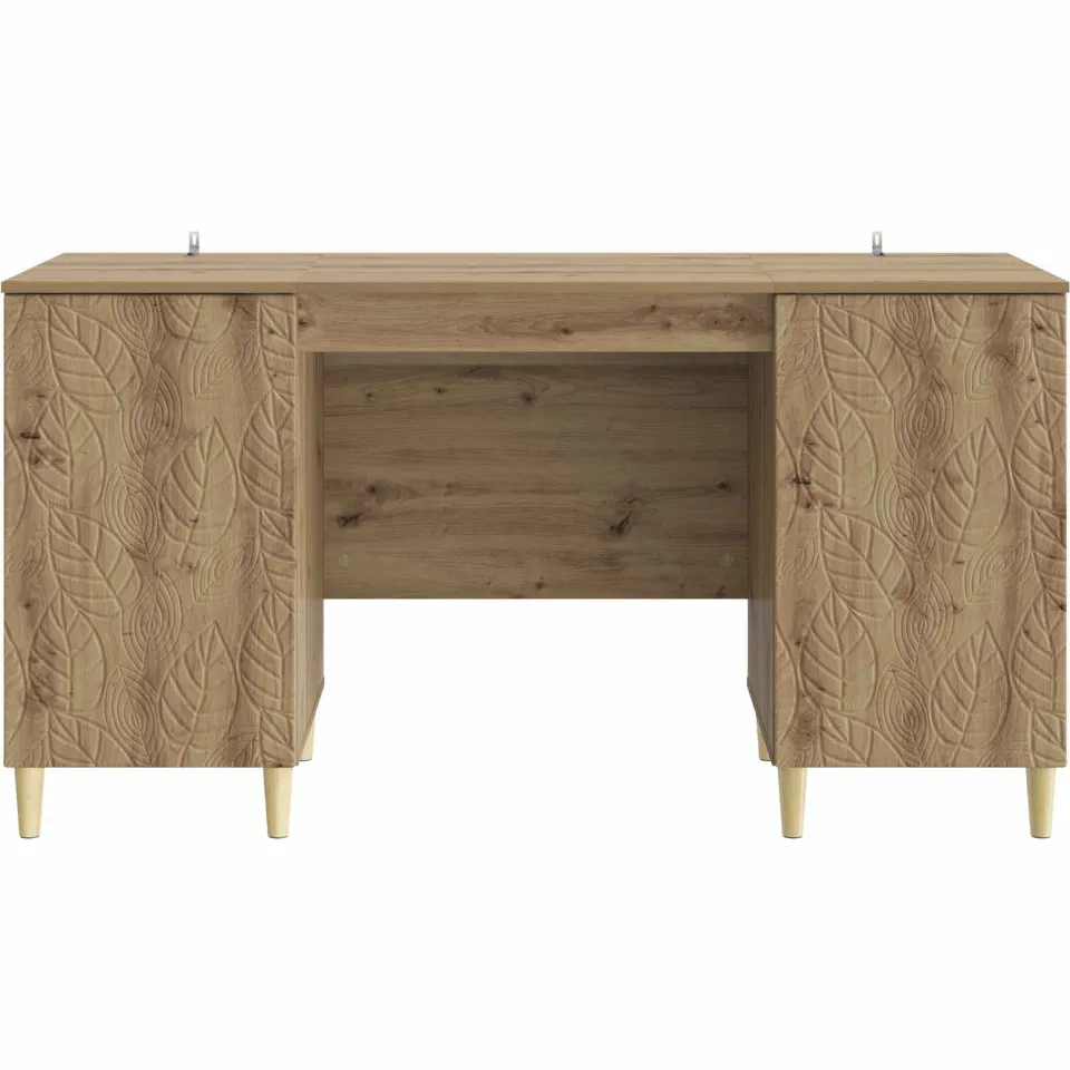 vidaXL Bureau Artisanaal eiken 142,5 x 50 x 75 cm Bewerkt hout, foto 4