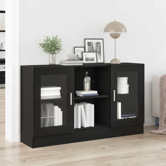 vidaXL Dressoir Zwart Eiken 120 x 30,5 x 70 cm Bewerkt hout, foto 2