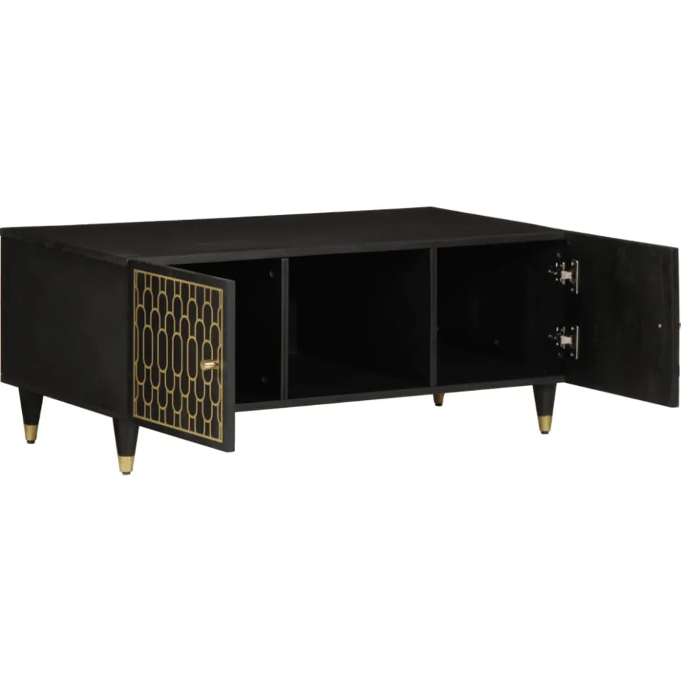 vidaXL Salontafel 100x54x40 cm massief mangohout zwart, foto 2