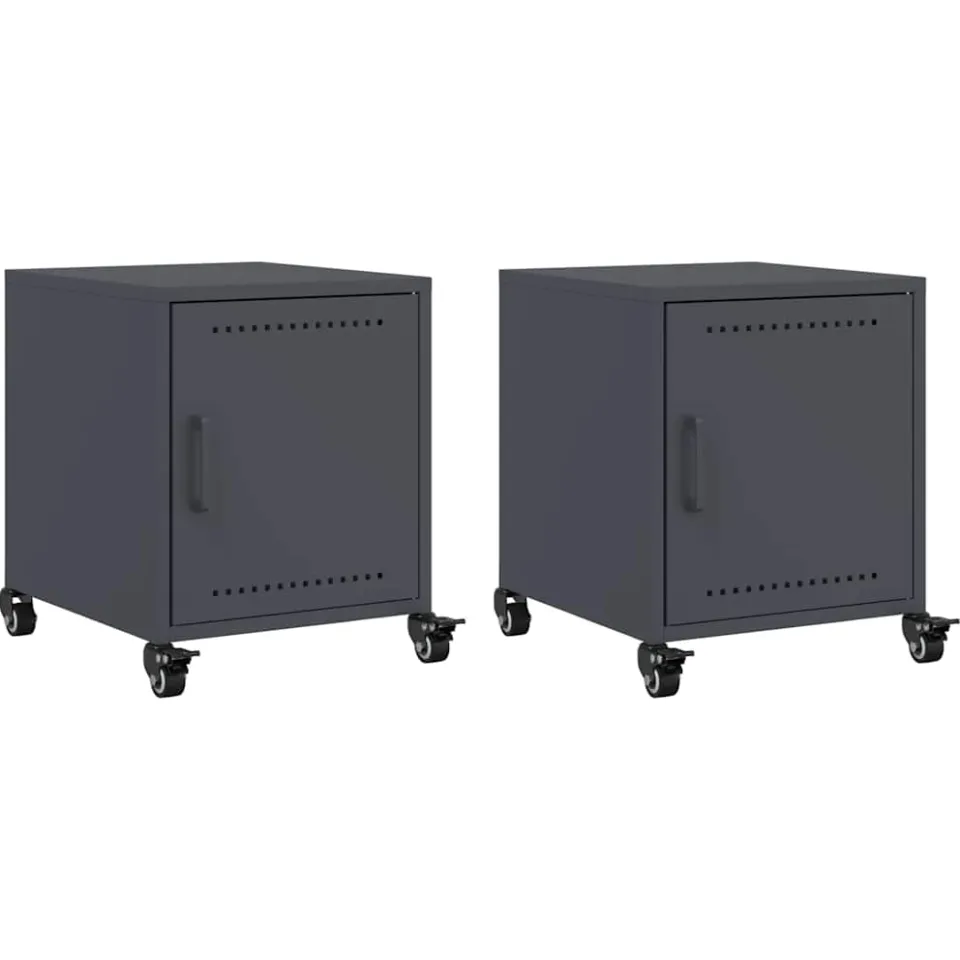 vidaXL Nachtkastjes 2 st 36x39x43,5 cm staal antracietkleurig Anthraciet