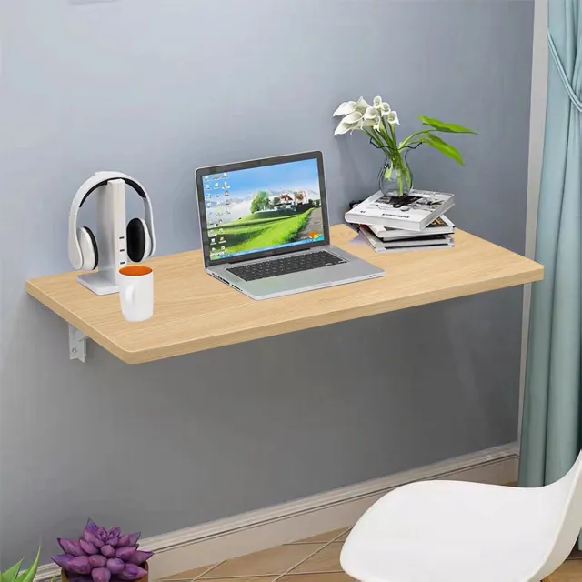 PIPIPOXER Wandtafel, opklapbare tafel, keukentafel, bureau, eettafel, opvouwbaar, 60x30cm, Walnoot（kleur）
