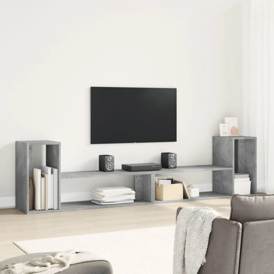 vidaXL Tv-meubelen 2 st 100x30x50 cm bewerkt hout betongrijs grijs, foto 3