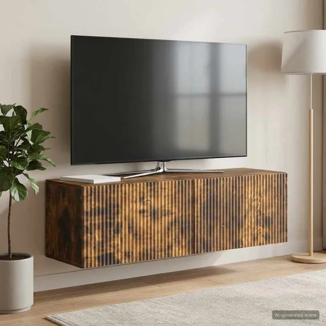 vidaXL Wandbeugel TV-kast 98 x 31 x 30 cm Gerookt eiken Bewerkt hout, foto 2