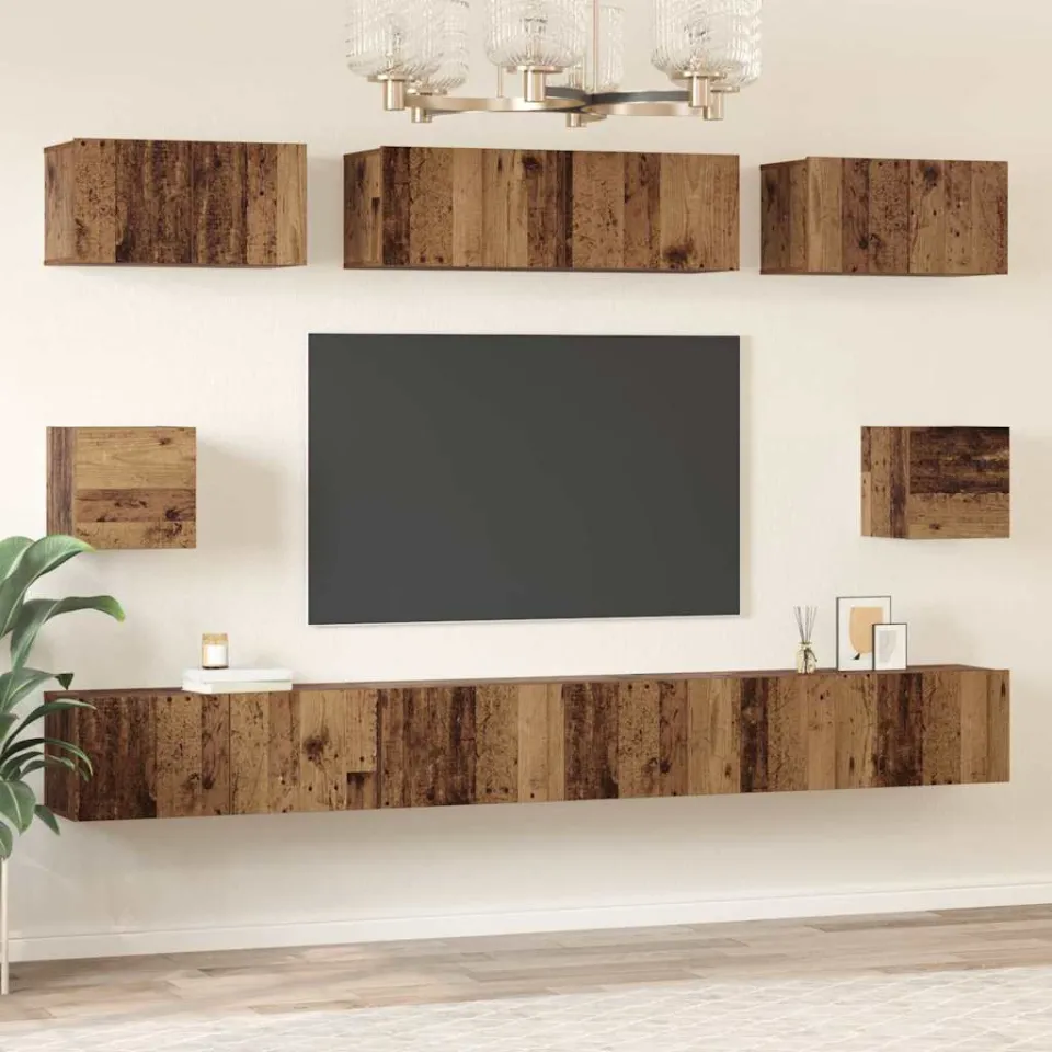 vidaXL Tv-meubelset 8 st Oud Hout Bewerkt hout bruin, foto 4