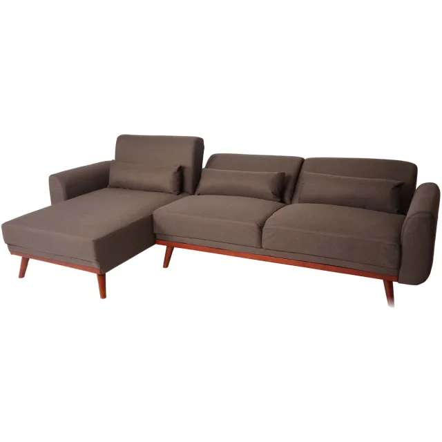 MCW Sofa MCW-J20, bank hoekbank, L-vorm 3-zits ligvlak slaapfunctie stof / textiel 280cm ~ bruin