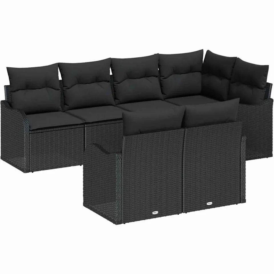 vidaXL Tuin Sofa Set 7 st Zwart poly rattan, foto 4