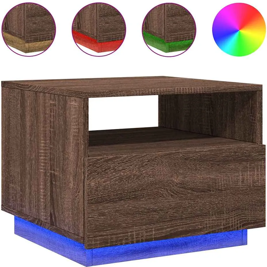vidaXL Salontafel met LED-verlichting 50x49x40 cm bruin eikenkleur, foto 3