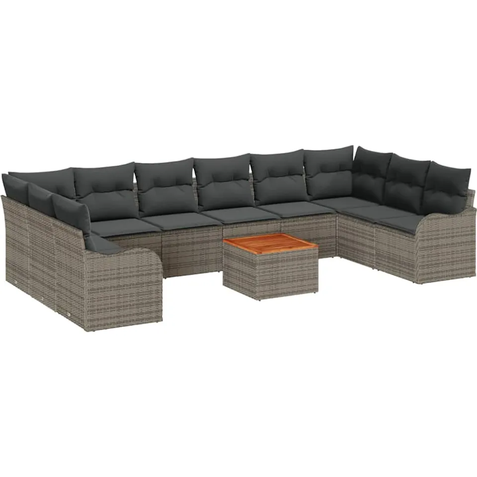 vidaXL Tuinbankenset 10 st Grijs poly rattan