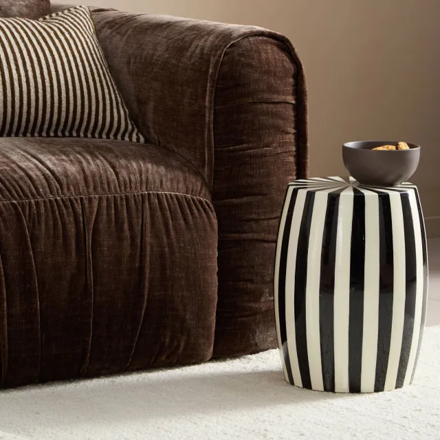 NOUS Living Stripe bijzettafel zwart wit zwart/wit