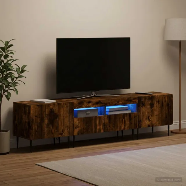 vidaXL 3-delige LED TV-kast ZWOLLE Gerookt eiken Bewerkt hout