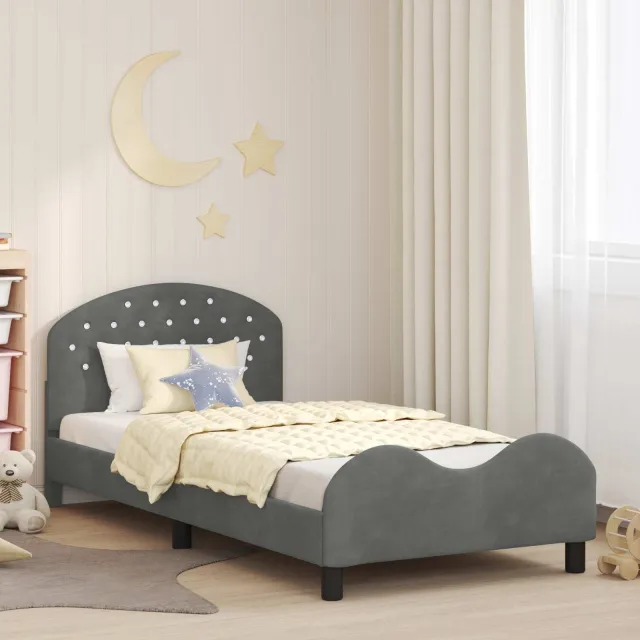 vidaXL Bedframe voor kinderen met hoofdbord Donkergrijs 90 x 200 cm