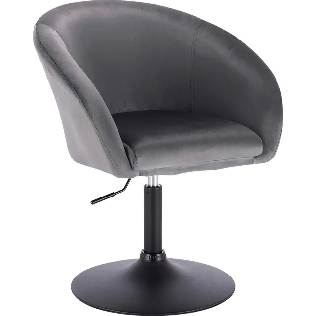 Dripio Barkruk Deluxe Aysel - Industrial - Donkergrijs - Barkrukken set van 1 - Barstoel Kruk - Barstoelen met rugleuning - Keukenstoel - In hoogte verstelbaar - Velvet