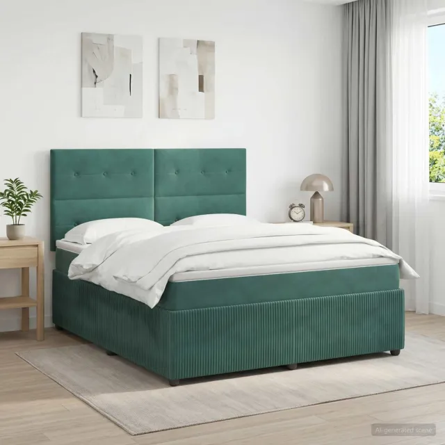 vidaXL Boxspringbed met matras Donkergroen 180 x 200 cm Fluweel
