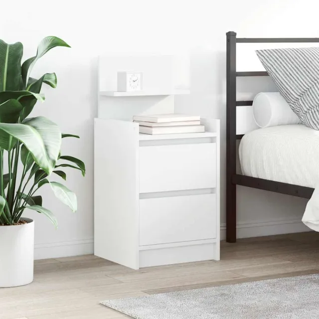 vidaXL Nachtkastjes met 2 lades 2 st 38x34x80 cm wit, foto 2