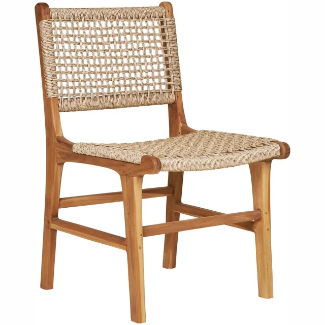 House Nordic Eetkamerstoel Derby - Teak/Rotan - Excl. Armleuning - Set van 2 Naturel