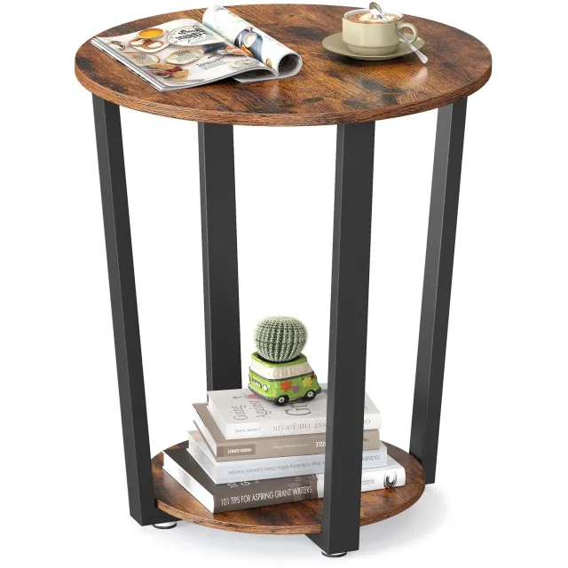 ArtiZo Banktafel- Tafel - plank Ø 50 en Ø 35 cm - hoogte 57 cm houtkleur