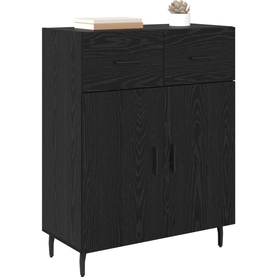 vidaXL Dressoir Zwart Eiken 69,5 x 34 x 90 cm Bewerkt hout