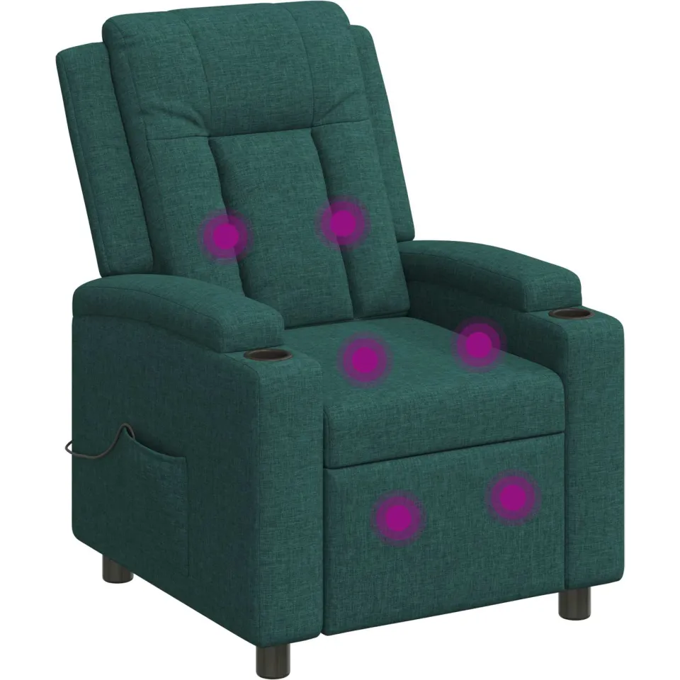 vidaXL Massage-relaxstoel Donkergroen 75 x 95 x 100 cm Stof Bosgroen