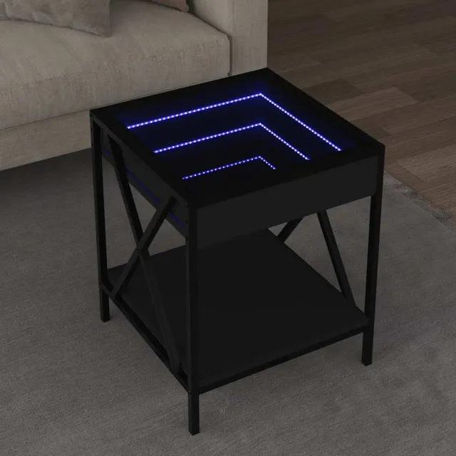 vidaXL Salontafel met Infinity LED 40x40x49 cm zwart, foto 2