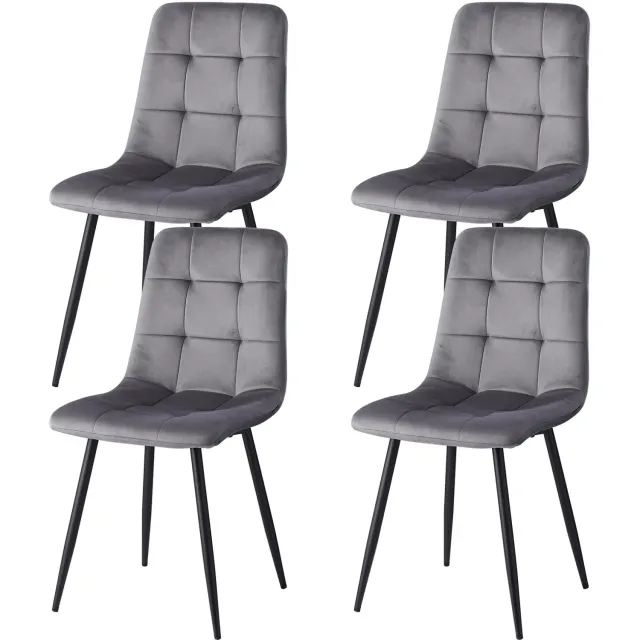 Vurnomi Stoelen eetkamerstoelen - Stoelen set van 4 - Stoelen - Ribstof Corduroy - Metaal frame - Modern design - Grijs