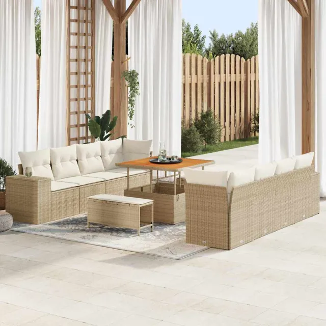 vidaXL Tuin Sofa Set 11 st Beige poly rattan, foto 2