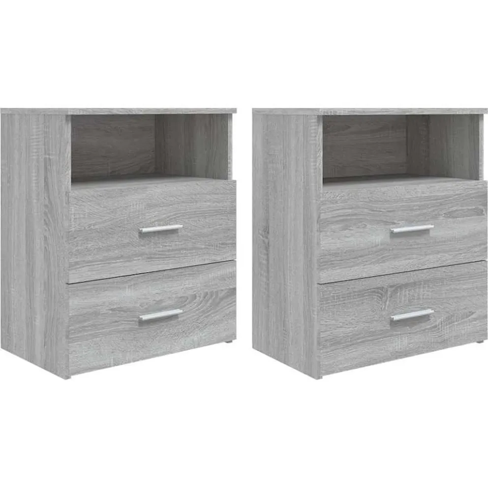 vidaXL Nachtkastjes 2 st 50x32x60 cm grijs sonoma eikenkleurig, foto 3