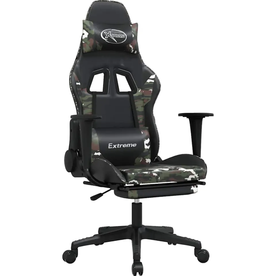 vidaXL Gamestoel met voetensteun kunstleer zwart en camouflage, foto 3