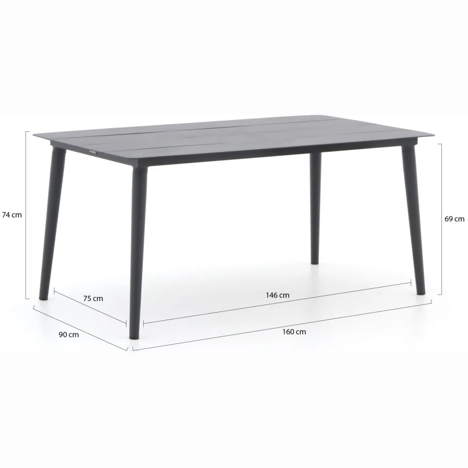 Bellagio tuinmeubelen Bellagio Panaro/Sora 160cm dining tuinset 5-delig stapelbaar grijs, foto 4