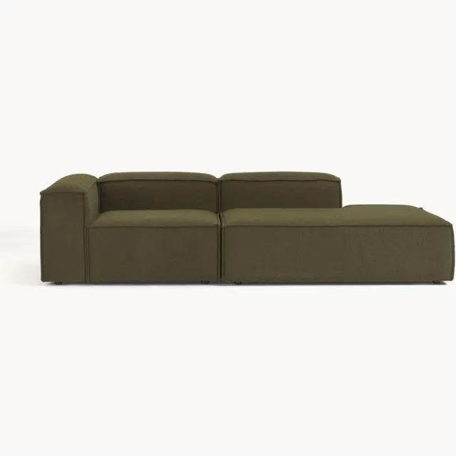 Westwing Collection Modulaire chaise longue Lennon van bouclé groen