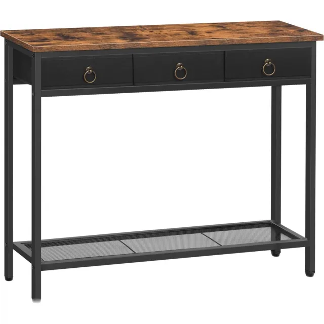 HOOBRO Bijzettafel - Bijzettafels - Bijzettafeltjes Woonkamer - Bijzettafel Zwart - Bijzettafel Bank - Smalle Consoletafel - Entree Tafel - Tafel - Tafeltje Rustiek Bruin