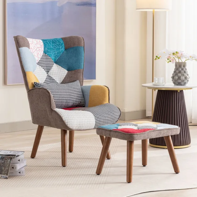 Clruro Relaxstoel - Met Voetenbank en Kussen - Comfortabele Rugleuning - Woonkamer Bont