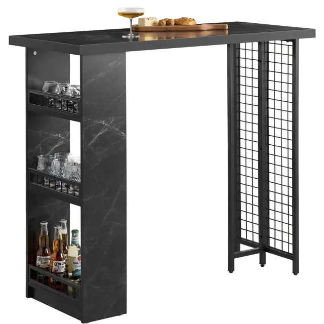 SoBuy FWT100-SCH Bartafel - Zwarte Keukentafel met 3 Planken
