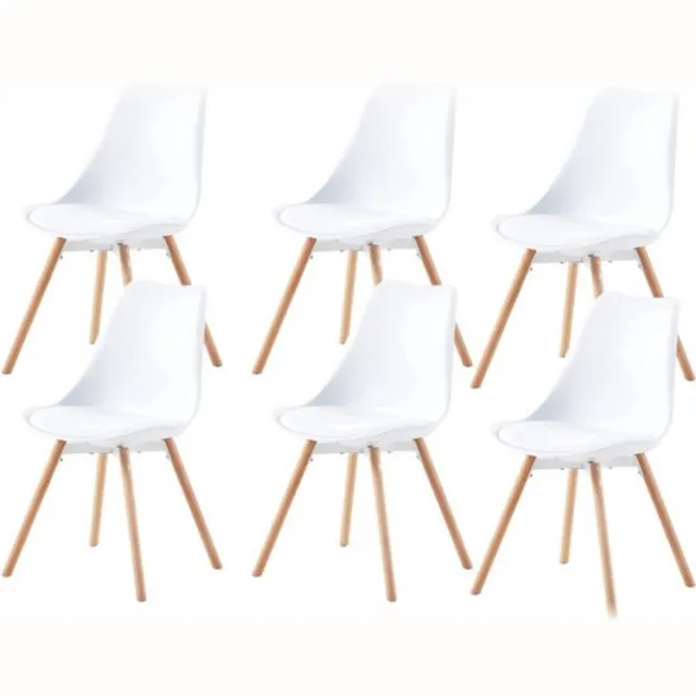 Thuys Luxe Eetkamerstoelen – Set van 6 – Houten Frame – Stijlvol Design – Wit